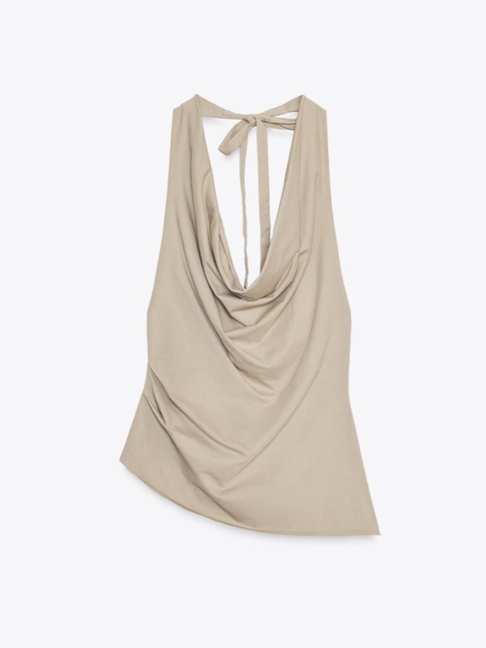ZARA Beige Taupe Draped Halter Cowl-Front Tank - NWT